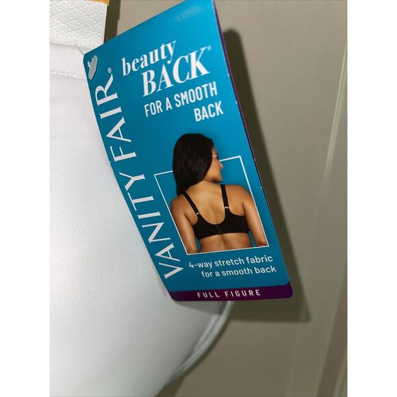 Vanity Fair Beauty Back Full Figure Underwire Smoothing Bra 76380 - White 42DD - Picture 2 of 5